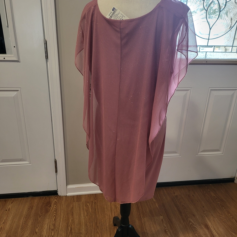 Women's Sparkle Chiffon Overlay Midi Dress - Dusty Rose